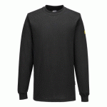 LOT DE 2 - PORTWEST AS22 T-SHIRT MANCHES LONGUES ANTISTATIQUE ESD NOIR - TAILLE M
