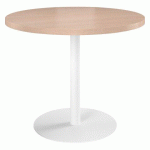 TABLE DE RÉUNION RONDE ECLA CHÊNE CLAIR Ø 100 CM PIÈTEMENT BLANC
