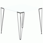 TABLE RÉUNION LORI 80 X 80 CM PLATEAU BLANC PIED NOIR - MBA