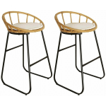 BANDUNG - LOT DE 2 TABOURETS DE BAR ASSISE TRESSÉE - MARRON CLAIR