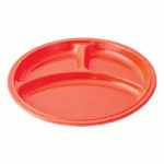 ASSIETTES RONDES 3 COMPARTIMENTS MÉLAMINE - Ø 215 CM - ROUGE - PLASTOREX