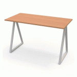 BUREAU TÉLÉTRAVAIL LV9 H.74 X L.110 X P.60 CM PLATEAU HÊTRE PIÈTEMENT BLANC