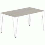 TABLE RÉUNION LORI 140 X 80 CM PLATEAU CHÊNE GRIS PIED ALU - MBA