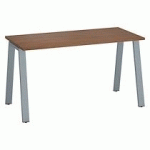 BUREAU DROIT INDIVIDUEL NOYER 140 X 60 CM, PIÉTEMENT MÉTAL ALUMINIUM - ARCH