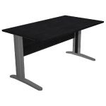 BUREAU DROIT PRONTO MÉTAL - L.140 X P.80 CM - PLATEAU NOIR - PIEDS L ANTHRACITE