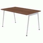 BUREAU SIMPLE 140X80 NOYER CANALETTO PIEDS BLANC - QUADRIFOGLIO