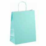 SACS BOUTIQUE KRAFT VERT D'EAU POIGNÉES TORSADÉES 30 X 23 X 12 CM - 50 SACS