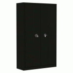ARMOIRE MÉTAL PORTES PLIANTES MONOBLOC ELHIT H 198 X L 120 X P 43 CM NOIR