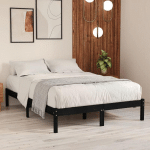 LES TENDANCES - CADRE DE LIT NOIR BOIS MASSIF 135X190 CM DOUBLE 3