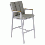 FAUTEUIL HAUT LEATHER TECK/ALU COUSSIN - CRÈME - PROLOISIRS