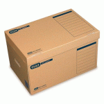 LOT DE 10 - CAISSE ARCHIVES CARTON ELBA TRIC SYSTEM AVEC COUVERCLE - H 52 X L 31,7 X P 35 CM, MARRON