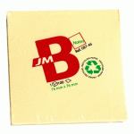 LOT DE 12 - NOTES REPOSITIONNABLES JAUNES RECYCLÉES BRUNEAU 75 X 75 MM - BLOC DE 100 FEUILLES