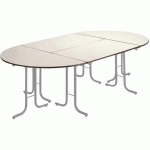 TABLE PLIANTE MODULAIRE DEMI RONDE 140 X 70 CM GRIS PIED ALU