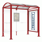 ABRI BUS VOÛTE 2.50 M VITRINE 1 BARDAGE LATÉRAL ROUGE 3004 - PROCITY