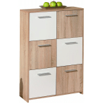 PEGANE - COMMODE DE 6 PORTES CHÊNE DE SONOMA, DIM : 77 X 30 X 115 CM