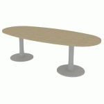 TABLE DE RÉUNION PLATEAU OVALE L.240 CHÊNE 2 PIEDS - QUADRIFOGLIO