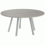 TABLE RÉUNION EVAN Ø 160 CM PIED ALU PLATEAU CHÊNE GRIS - MBA