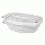 BOL À CHARCUTERIE ET À SALADE PAPSTAR PURE AVEC COUVERCLE À CHARNIÈRE - XL ; PLA - 50 PIÈCES - 1 L