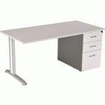 BUREAU 160+CAIS.PORTEUR P.MÉTAL HÊTRE/ANTHRACITE - MANUTAN COLLECTIVITÉS