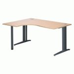 BUREAU COMPACT EXCELLENS L 160 CM RETOUR À GAUCHE PIÈTEMENT MÉTAL PLUS ANTHRACITE