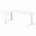 BUREAU COMPACT EXCELLENS L 180 CM BLANC RETOUR À GAUCHE PIÉTEMENT MÉTAL PLUS FIXE BLANC