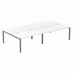 PÔLE 4 BUREAUX L 240 CM PLATEAUX BLANCS, PIÈTEMENT MÉTAL - TEAM LINE ALUMINIUM