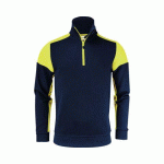 PRINTER PRIME PRIME SWEATSHIRT HALFZIP UNISEX MARINE/JAUNE FLUO - TAILLE XS