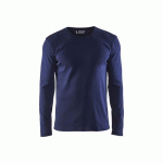 T-SHIRT DE TRAVAIL CÔTELÉ UNI À MANCHES LONGUES 3314 - BLEU MARINE - XS BLAKLADER