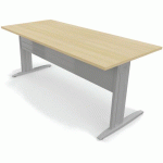 TABLE PIED L AVEC CARTER 180X80 CM GRIS ALU/CHÊNE CLAIR - EOL