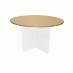 TABLE DE RÉUNION Ø 120CM CHÊNE/BLANC - MANUTAN EXPERT