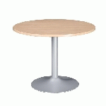 TABLE RONDE EXCELLENS 80 CM PLATEAU HÊTRE PIÈTEMENT COLONNE MÉTAL ALUMINIUM