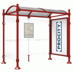 ABRI BUS PROVINCE 2.50 M VITRINE 1 BARD LAT. INOX ROUGE 3004 - PROCITY