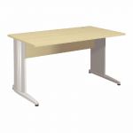 BUREAU DROIT ACTIVITY MÉTAL - L. 140 X P. 80 CM - PLATEAU HÊTRE - PIEDS L 'BLANC'