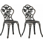 CHAISES DE BISTRO 2 PCS BRONZE ALUMINIUM COULÉ