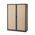 ARMOIRE HAUTE MÉTAL H 160 X L 120 À RIDEAUX MONOBLOC GÉNÉRIC ANTHRACITE-CHÊNE CLAIR