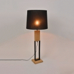 LAMPE BASE RECTANGLE EN BOIS NATUREL GM NATUREL/NOIR