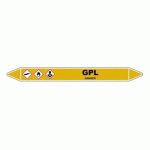 LOT DE 3 - MARQUEUR DE TUYAUTERIE - GPL - NFX 08-105 - VINYLE LAMINÉ 355 X 37 MM
