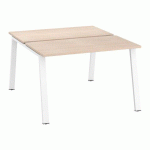PÔLE DE 2 BUREAUX ECLA CHÊNE CLAIR L 120 X P 60 CM PIÈTEMENT MÉTAL FINITION BLANC