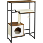 HELLOSHOP26 - ARBRE À CHAT MAISON NICHE GAIN DE PLACE 114 CM MARRON RUSTIQUE - MARRON