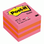 BLOC CUBE REPOSITIONNABLE COULEUR ROSE POST-IT 51 X 51 MM - BLOC DE 400 FEUILLES