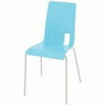 CHAISE COQUE SODA 4 PIEDS IXIA ACIER - BLEU LAGON/BLANC