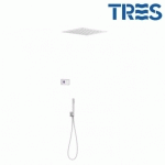 KIT DE DOUCHE THERMOSTATIQUE ÉLECTRONIQUE ET ENCASTRÉ SHOWER TECHNOLOGY BLANC MAT - TRES 09286561BM