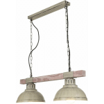 LICHT-ERLEBNISSE - LUSTRE SUSPENSION D'INTÉRIEUR HAKON BLANC SHABBY EN BOIS AU DESIGN ÉLÉGANT EN STYLE VINTAGE 2XE27 L:60CM - BLANC MITEUX, BOIS