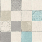 BRICOFLOR - PAPIER PEINT TURQUOISE, BLANC & GRIS | PAPIER PEINT IMITATION CARRELAGE VINYLE & INTISSÉ | PAPIER PEINT POUR SALLE DE BAIN & CUISINE