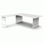 BUREAU RÉGLABLE FORM4 L200XP220XH68-76CM+EXT. L120CM BLANC - KERKMANN