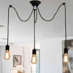 LUSTRE SUSPENSION DIY AJUSTABLE PLAFONNIER E27 15M 3 LUMIÈRES POUR SALON CHAMBRE BAR NOIR - NOIR