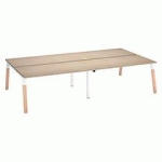 PÔLE DE 4 BUREAUX DROITS L 160 X P 60 CM, PIÉTEMENT BOIS MÉTAL CHÊNE CLAIR - ARCH