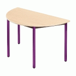 TABLE MODULAIRE DOMINO 1/2 ROND - L. 120 X P. 60 CM - PLATEAU ERABLE - PIEDS PRUNE