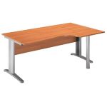 BUREAU COMPACT PRONTO MÉTAL - RETOUR À DROITE L.160 X P.100 CM - PLATEAU AULNE - PIEDS L ALUMINIUM