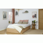PACK LIT AKARA + MATELAS  HÊTRE 140X200 CM/OPT:MATELAS HAVEL HD
